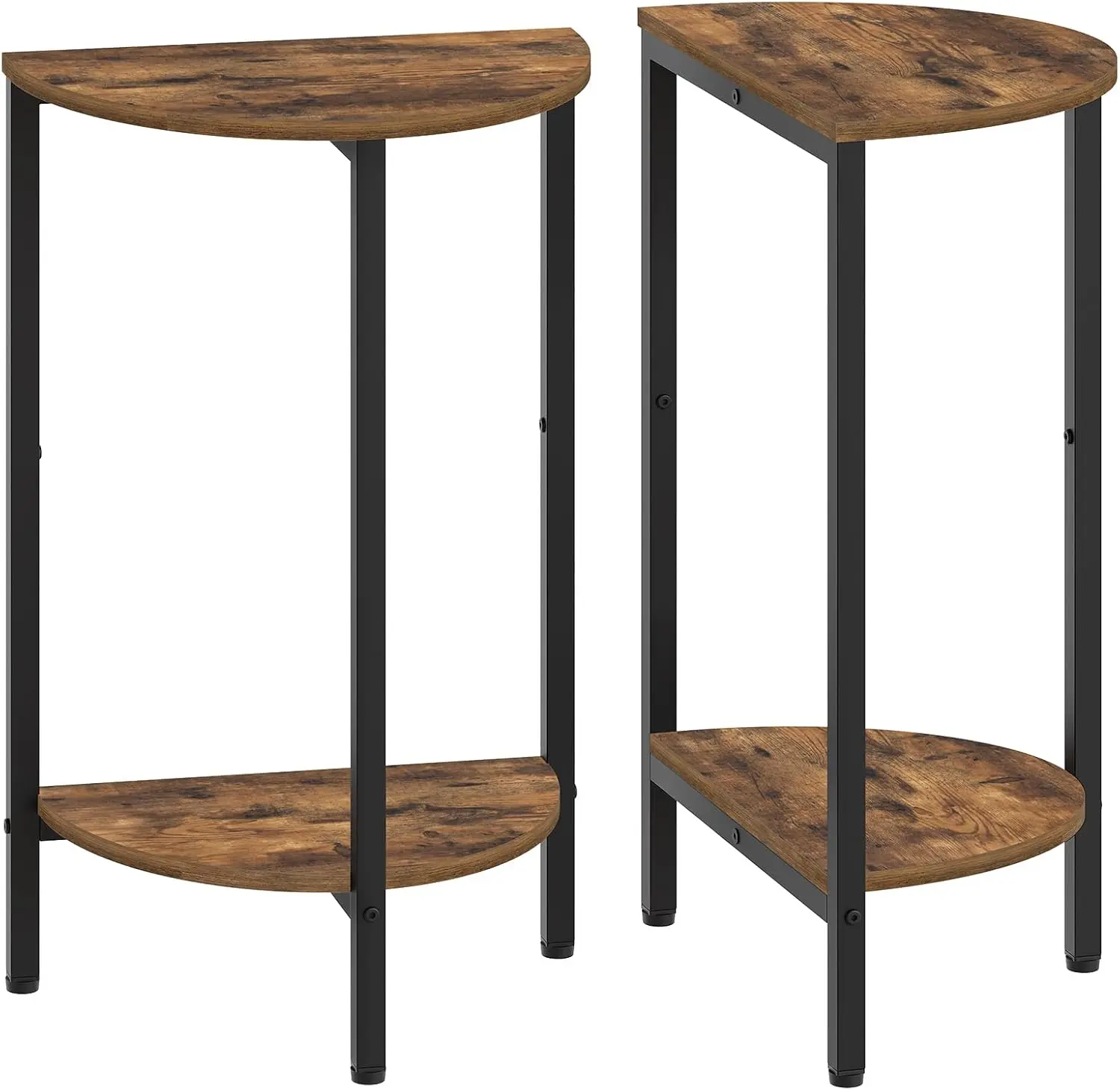 

Side Table, Small End Table Set of 2, Half Round Side Table, Half Moon Table, 2-Tier Narrow Sofa Table, Nightstand with Open