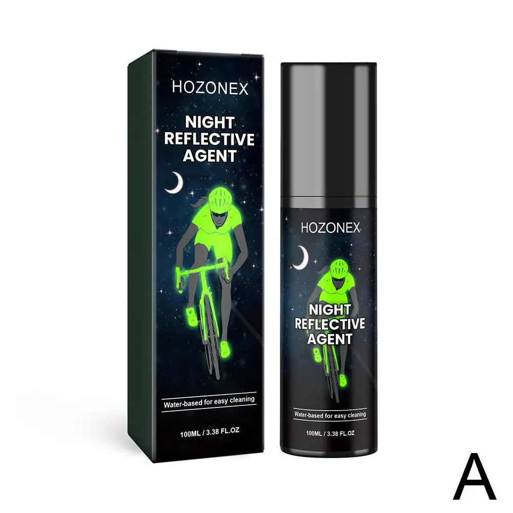 100ml Reflective Spray Agent High Visibility Night Glow-in-the-dark Bike Paint Warning Fluorescent Clothes Running Cycling R6x3