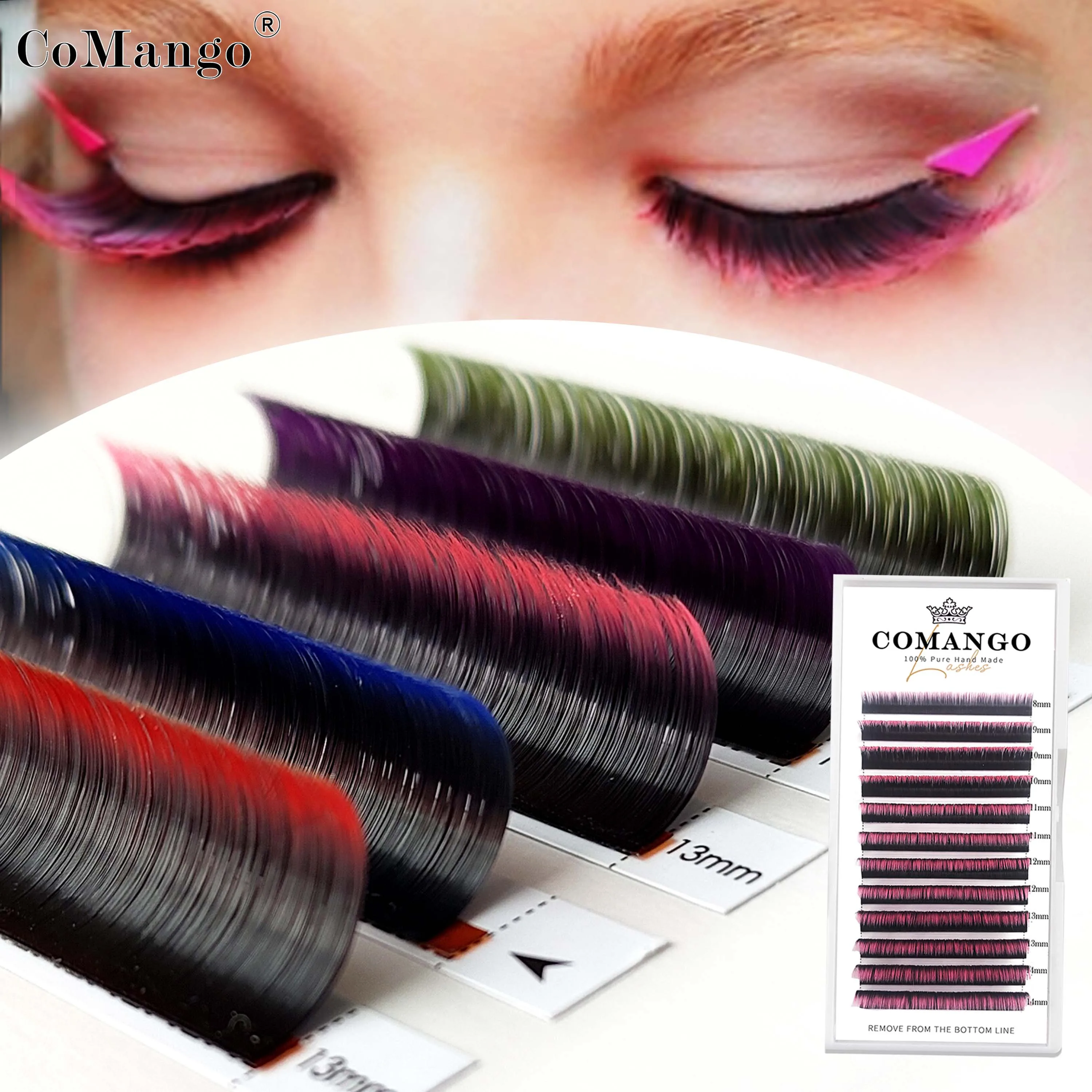 Rzęsy czarne Ombre Easy Fanning Volume przedłużanie rzęs gradientowe kolorowe automatyczne kwiatowe rzęsy rzęsy Mink Mix Lash Tray — zdjęcie 7
