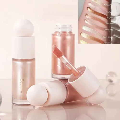 Imagen 2 del producto Luminizador líquido de luz positiva a la moda, contorno resaltador, rubor líquido, maquillaje, brillo facial, resaltador en polvo con espejo