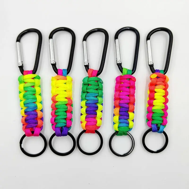 

Outdoor umbrella rope mountaineering buckle key chain quick hanging mountaineering buckle woven keychain ring hook pendant