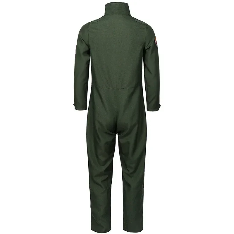 Volwassen kinderen pilotenkostuum luchtmacht vluchtpak rollenspel aankleden met vliegeraccessoires heren legergroen militaire piloot jumpsuit