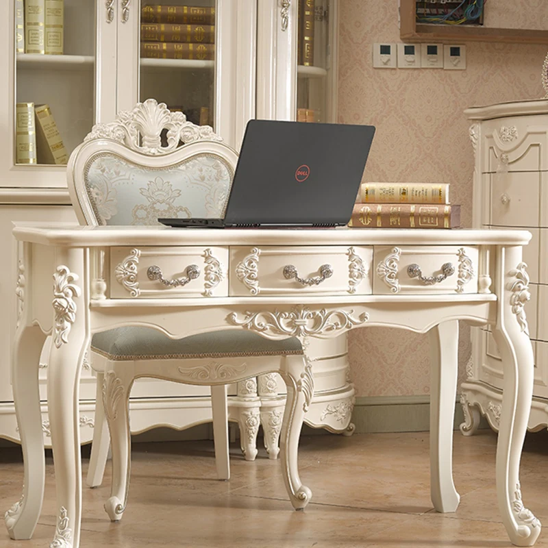 

Wooden Study Office Desk Decoration Luxury European Aesthetic Office Desk Bedroom Computer Mesas Escritorio Trendy Furniture