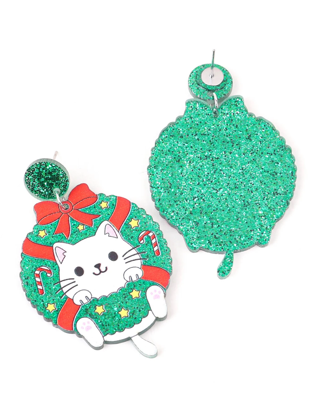 أقراط أكاليل أكريليك جميلة لعيد الميلاد للنساء ، كلب ، قطة ، هندسية ، لمعان ، متدلٍ ، مجوهرات ، هدايا العام الجديد #4