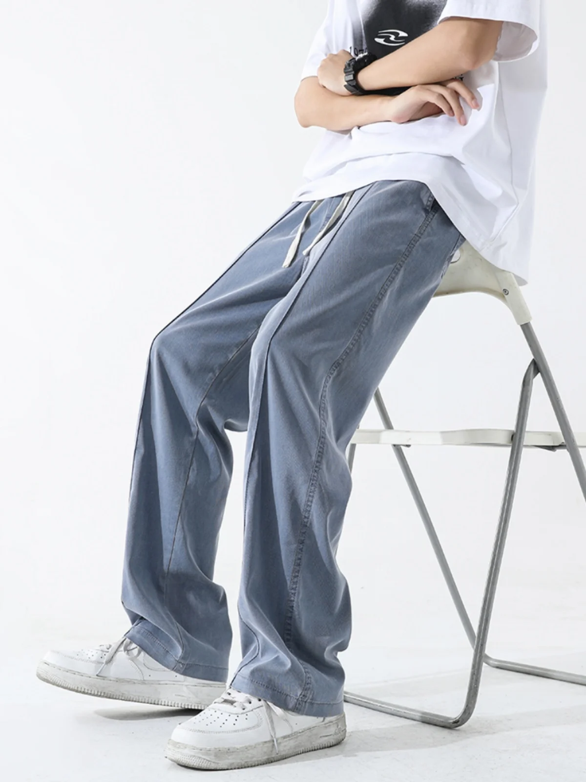 

Linen Silk Straight Leg Loose Fit Summer Thin Denim Jeans for Men Casual Comfortable Breathable Youthful Sle All Season Wear