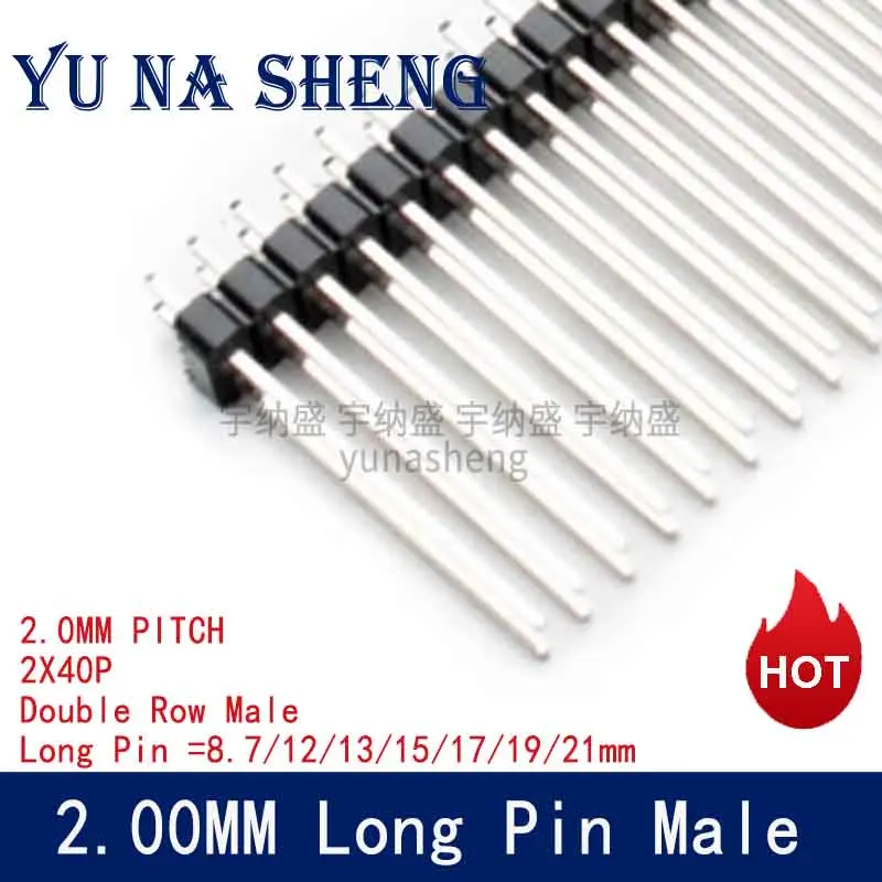 2.0mm pitch Double Row long pin Male Connector PCB Board Pin Header length 8.7/10/11/12/13/14/15/17/19/21mm 1x3/4/6/7/8/9/10/40p