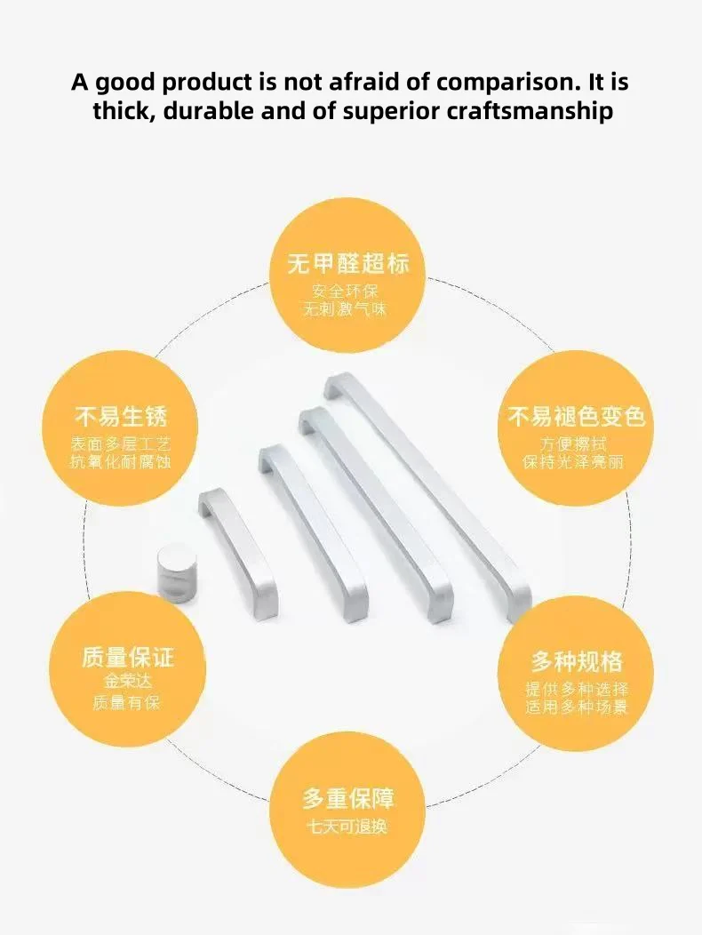 مقابض سبائك الألومنيوم الفضائية، ومقابض أبواب خزانة المطبخ وخزانة الملابس، وأجهزة تزيين المنزل البسيطة والحديثة