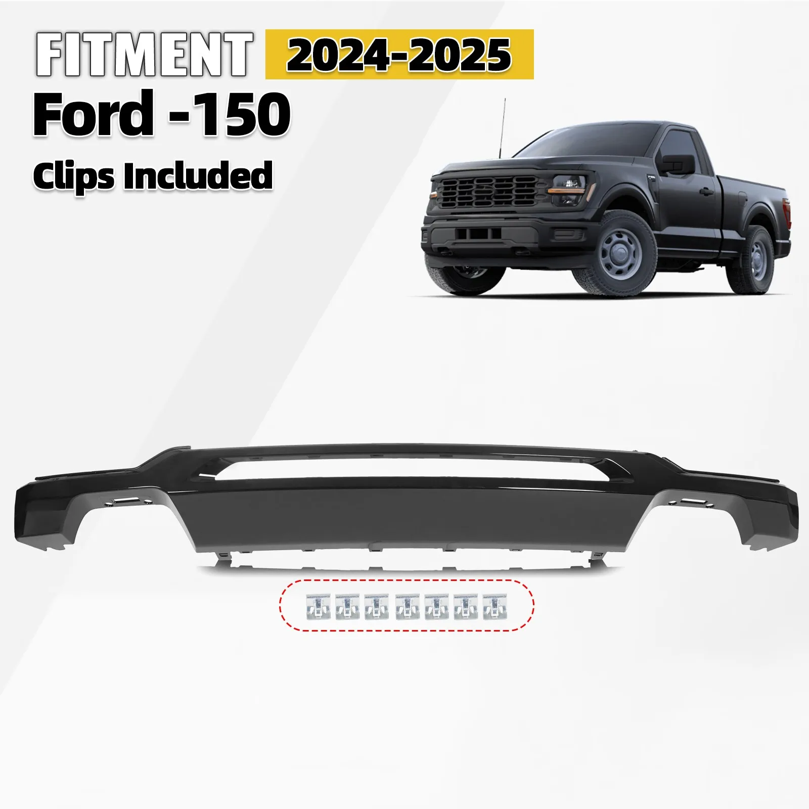 

Накладка на передний нижний бампер (молдинг) для Ford F-150 2024-2025, глянцевый черный