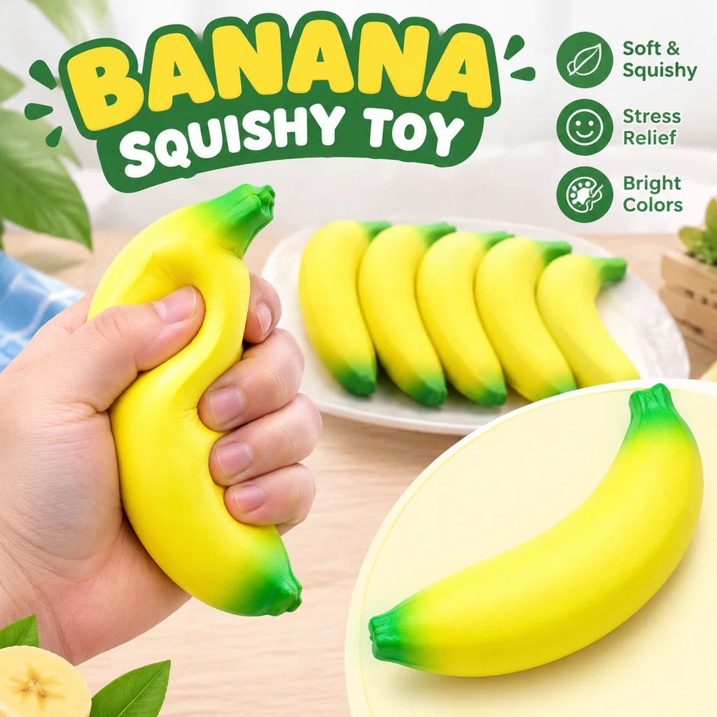 Jumbo Squishy Banana Toy Slow Rising Anti Stress Squishy Fruit Squeeze Funny Stress Reliever Reduce Pressure Prop