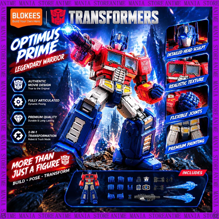 New Blokees Transformers Legend Edition Optimus Prime Ver EVO Snap Fit Model Kit Articulated PVC Collectible Birthday Gift