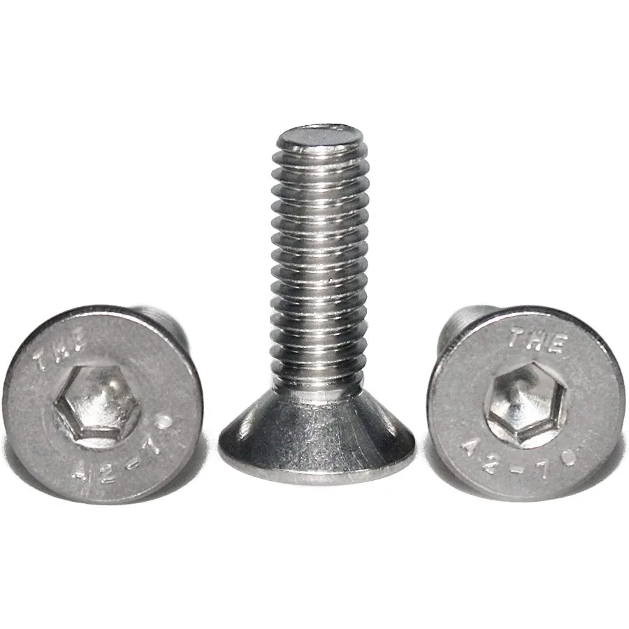 

188 Stainless Steel Hex Drive Flat Screw M6 x 1 mm Thread 8 mm Long Packs of 50