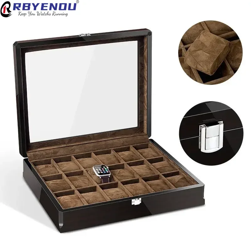 Piano Baking Paint Watch Case Box High Grade Baking Varnish Ebony Grain Jewelry Display Storage Box Luxury Customizable Logo OEM