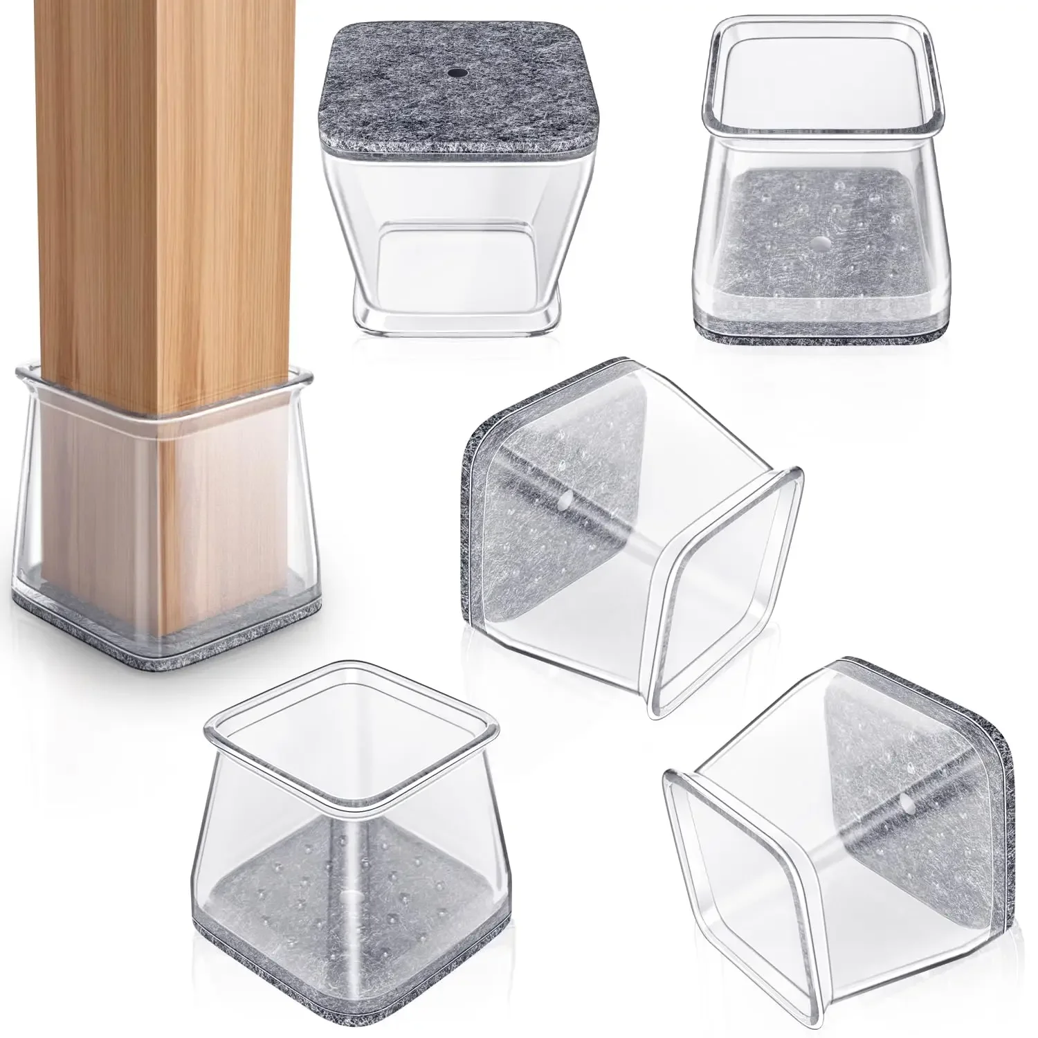 16Pcs Set Chair Leg Floor Protectors for Hardwood Floors, Thick Silicone Rubber Covers, Scratch-Resistant & Noise Reducing Tools