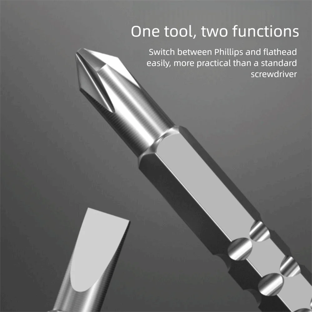 Chrome Steel Double Head Screwdriver Scalable Design Short Handle Dual-purpose Screwdriver Labor-saving Mini Size