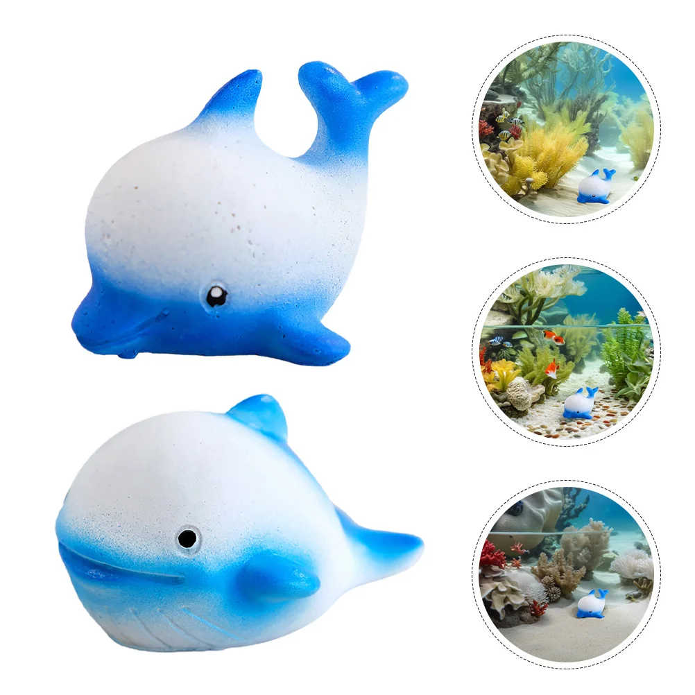 

2Pcs Miniature Whale Fish Tank Decoration Resin Marine Animals Aquarium Ornament Realistic Ocean Environment Versatile Sizes