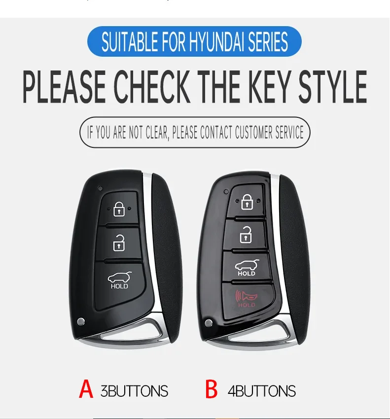 حافظة مفاتيح جلدية مصنوعة من سبيكة السيارة لسيارة Hyundai Grandeur HG Sedan Santa Fe 3DM Grand SantaFe 2018 IX45 EQUUS Azera Genesis Keychain