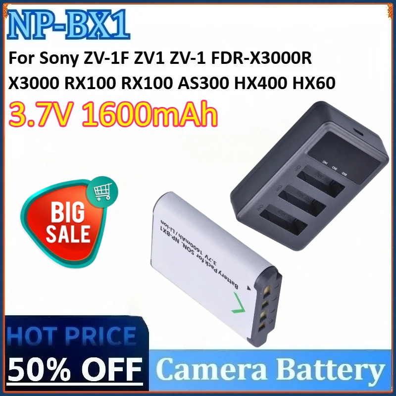 

New NP-BX1 3.7V 1600mAh for Sony ZV-1F FDR-X3000R ZV1 ZV-1 X3000 RX100 RX100 AS300 HX400 HX60 AS300V WX350 Camera Battery