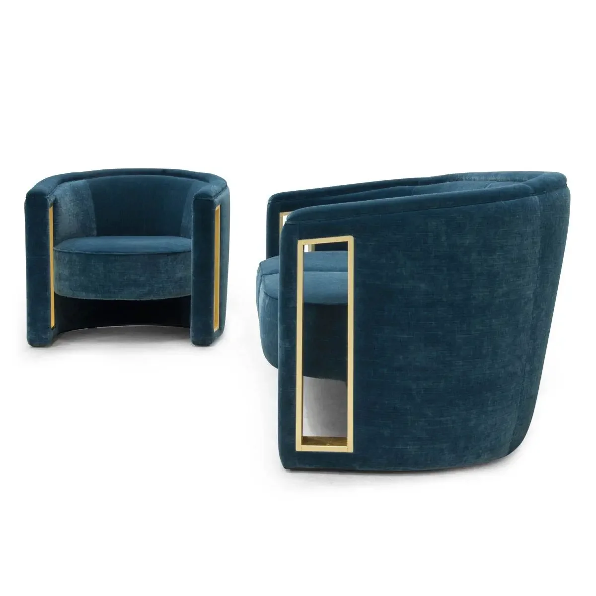 

For Modern Leisure Armchair Fabric Accent Chair with Golden Stainless Steel for Home Living Room Lazy Sofa Hotel Coffee Shop