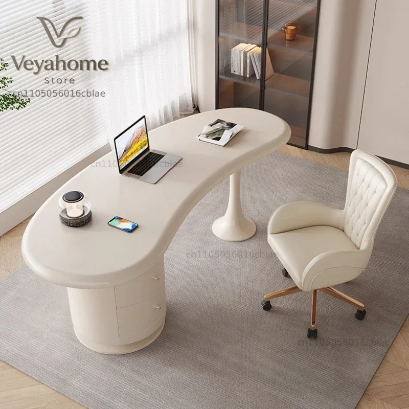 modern Premium Cream style solid wood desk small apartment household French light luxury designer advanced inductor computer