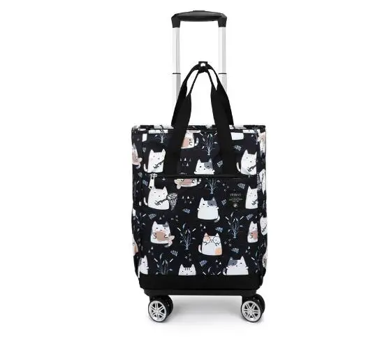 Woman Travel trolley bag women carry on hand luggage bag Trolley shopping bag travel wheeled backpack bag short trip luggage bag