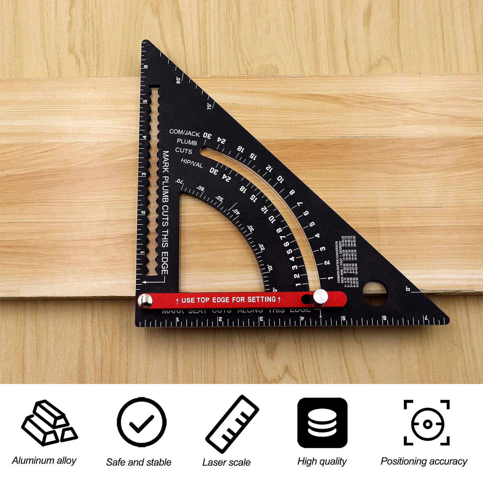 Triangle Ruler Extension Rod Aluminum Alloy Angle Protractor Speed Inch Square Measuring Ruler for Building Framing Tools