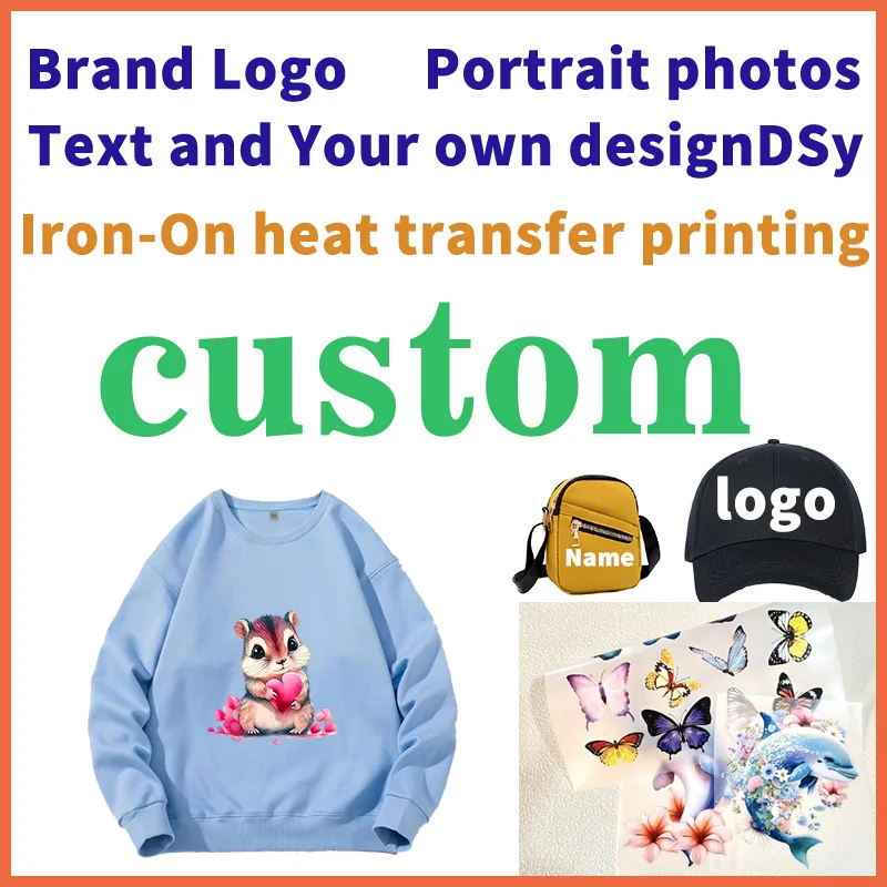 DIY Custom Brand Logo or Picture Stickers On Clothes Iron On Transfers Heat Transfer DTF Colorful Patch Micro elastic Wash