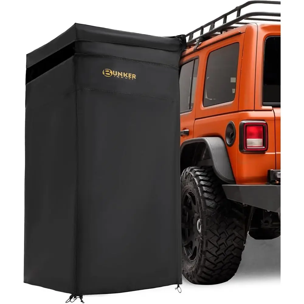 

Side Shower Tent with Roof, Car Portable Privacy Shower Bathroom, Outdoor Camping Awning Shower Room Waterproof, Built-in LED Li