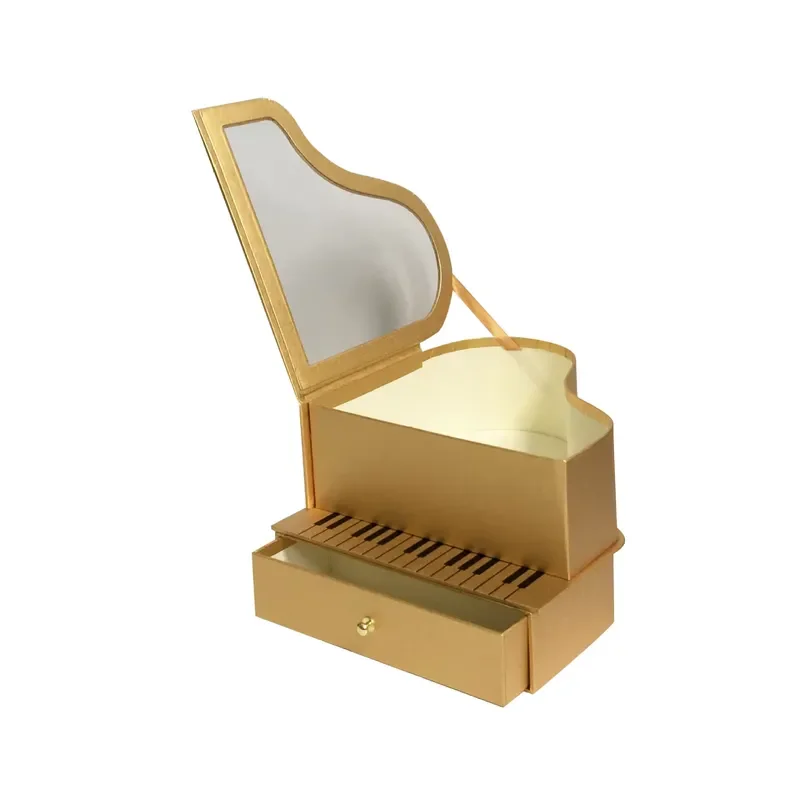 Wholesale 2 Layer Cardboard Piano Flower Box With Drawer and Clear Window