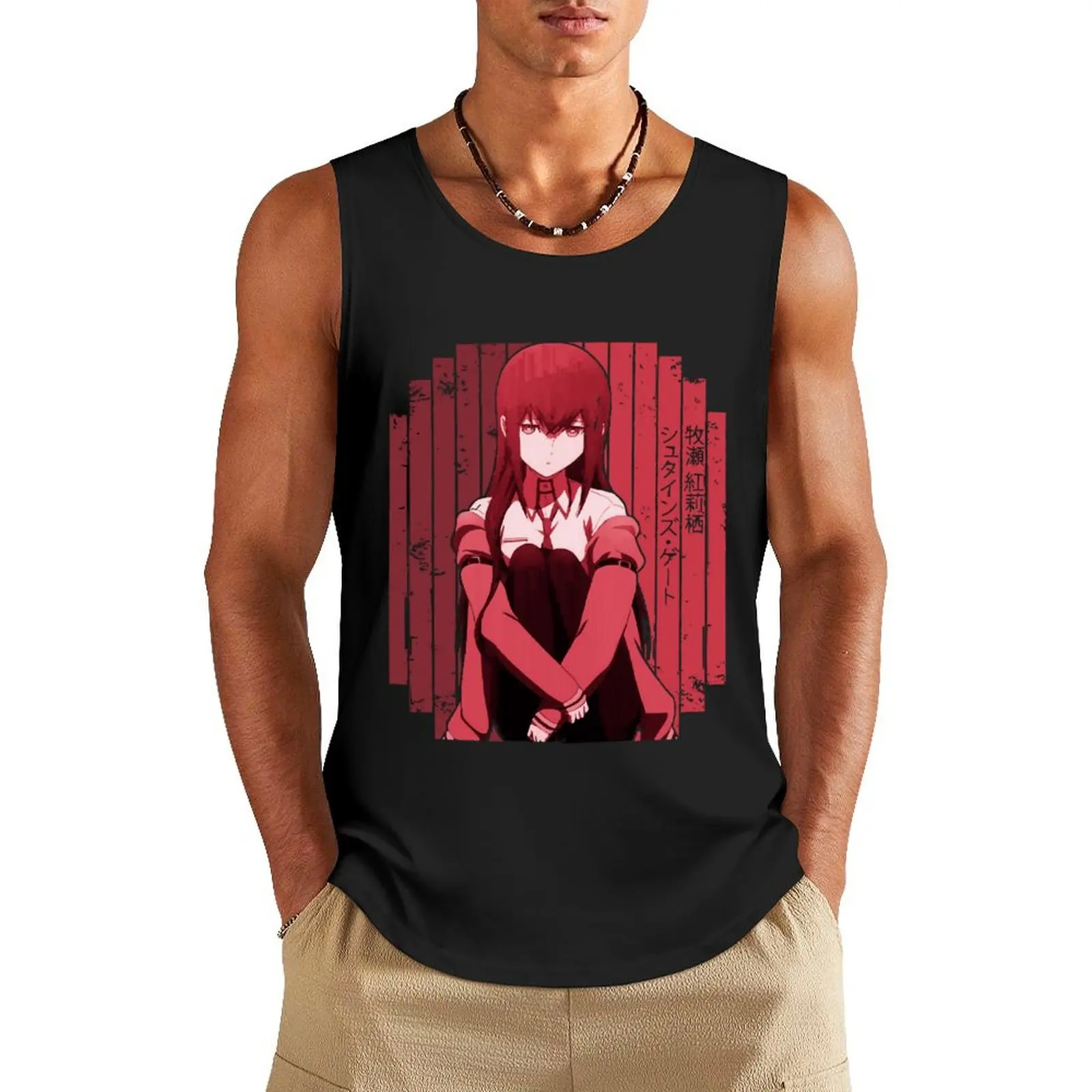 Makise Kurisu Red Steins Anime Gate Gift Fan Tank Top best selling products bodybuilding t-shirt