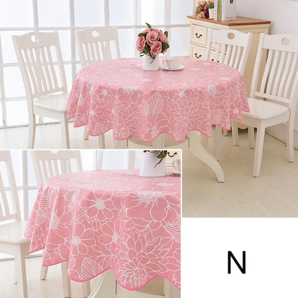 PVC Plastic Elegant Waterproof Oilproof Fabric Round Dining Table Table Cloth Table  Cover Kitchen  Tablecloth Home  Decor