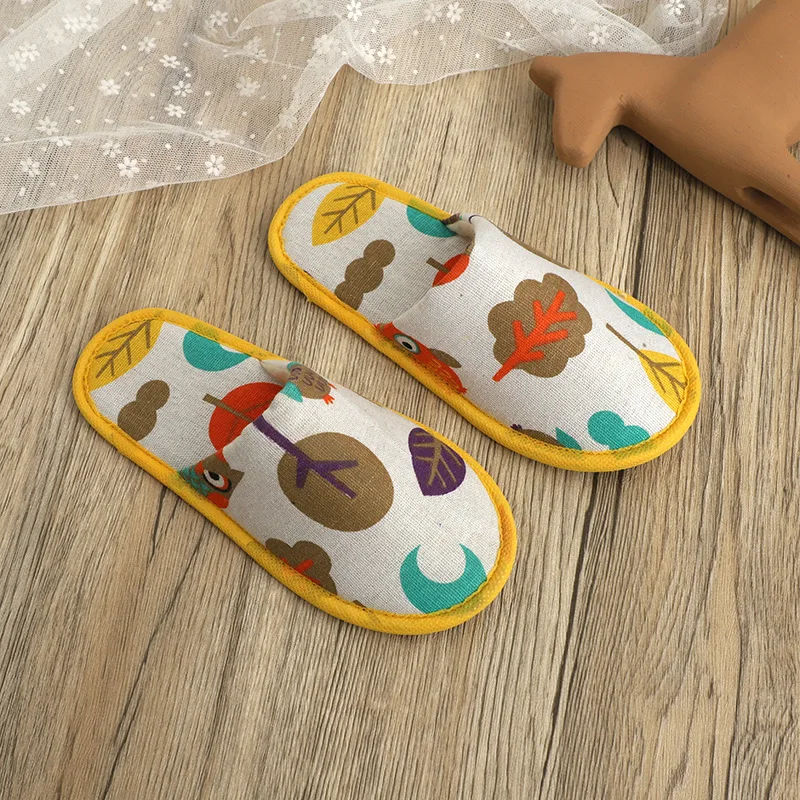 Cartoon Owl Cat Children Disposable Slippers Hotel Travel Soft Boys Girls Slipper Animals Cotton Home Guest Party Kids Shoes