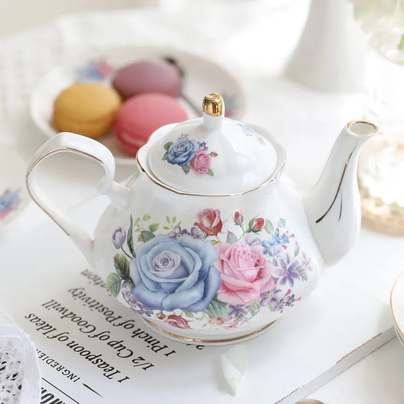 Noble Bone China Teapot 500ML Pink Camellia Coffee Pot Set Home High Grade Porcelain Kettle Jug Party Cafe Teaware Tea Pot Puer