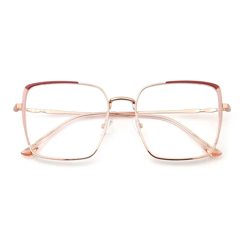 Unisex Retro Square Anti Blue Light Eyeglasses Lightweight Metal Frame Oversized Thin for Men And Women in Blue Gold Brown Red
