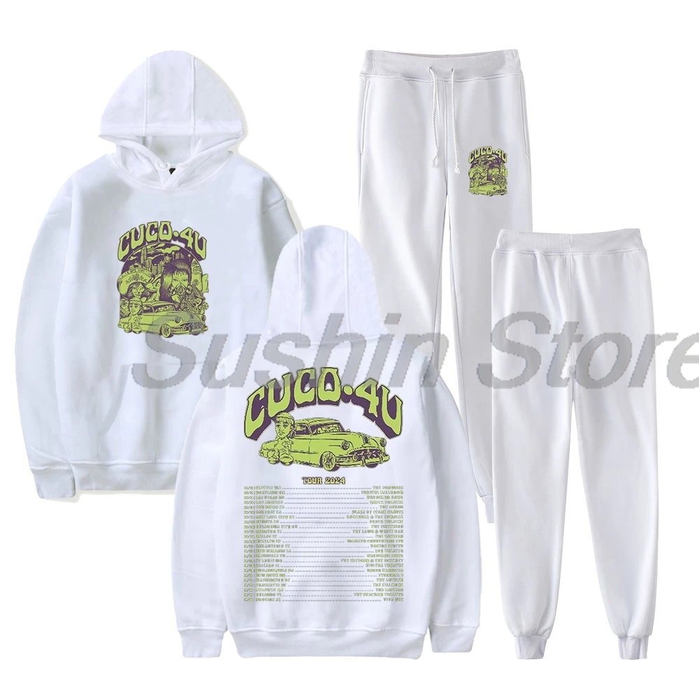 Cuco 4U Tour 2024 Merch felpa con cappuccio Jogger pantaloni due pezzi Set felpe + pantaloni della tuta donna uomo Set