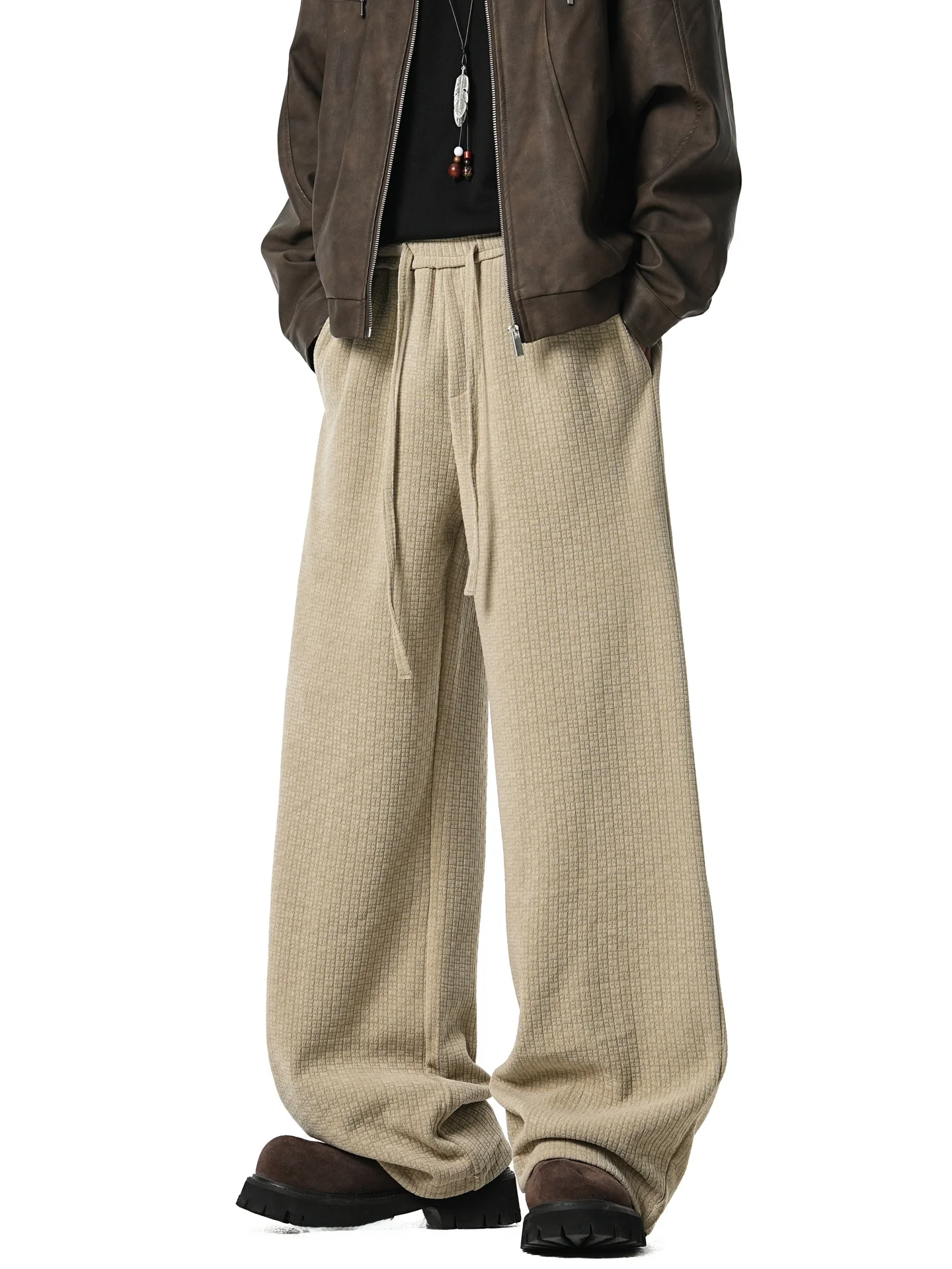 

Trendy Retro Color Dstring Loose Sports Sweatpants Men Women Spring Wide Leg Versatile Long Pants Casual Straight Leg