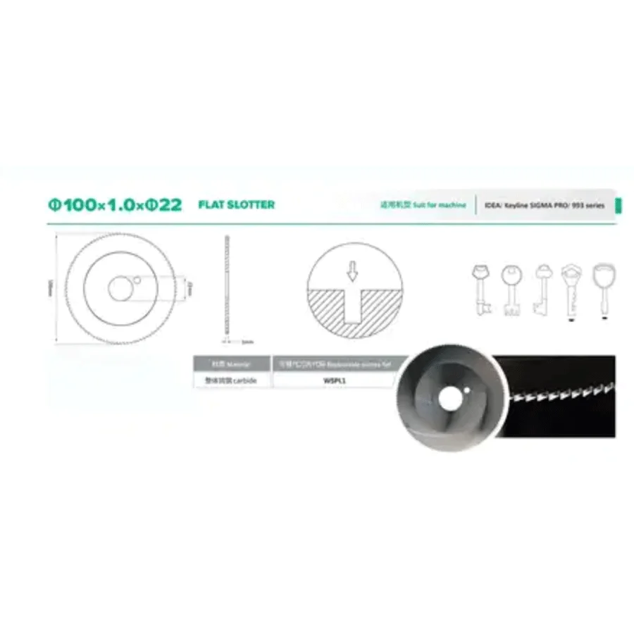 2 Pcs/lot Φ100x1.0xΦ22x100T Flat Slotter Carbide Straight Knife Suitable For IDEA/Keyline SIGMA PRO/993 Series