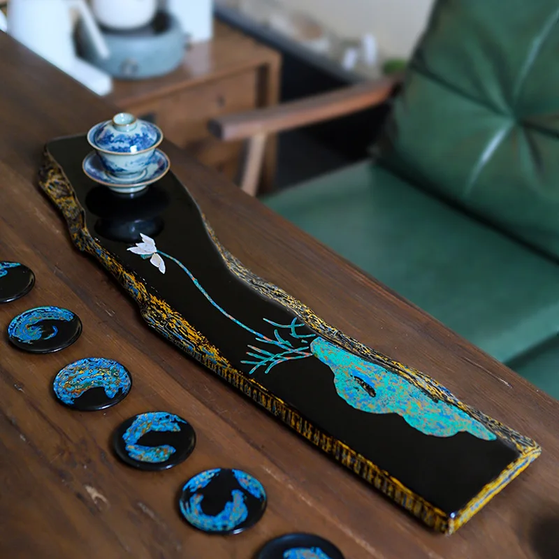 Tea tray Fuzhou lacquer tea tray dry brew high-end bakelite office living room home kung fu tea table