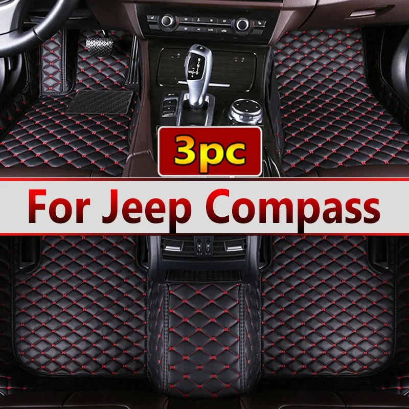 Car Floor Mats For Jeep Compass 2021 2022 2023 2024 Carpets Foot Pads Accessories Interior Parts Waterproof Protect Rugs Covers