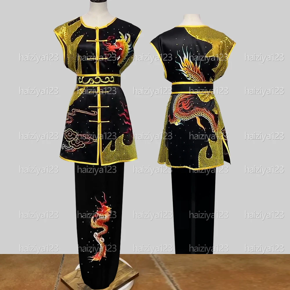 

НОВАЯ вышитая униформа дракона ушу, одежда для кунг-фу, костюм для боевых искусств, наряд Наньцюань, гоночная одежда для мужчин, мальчиков, детей, взрослых