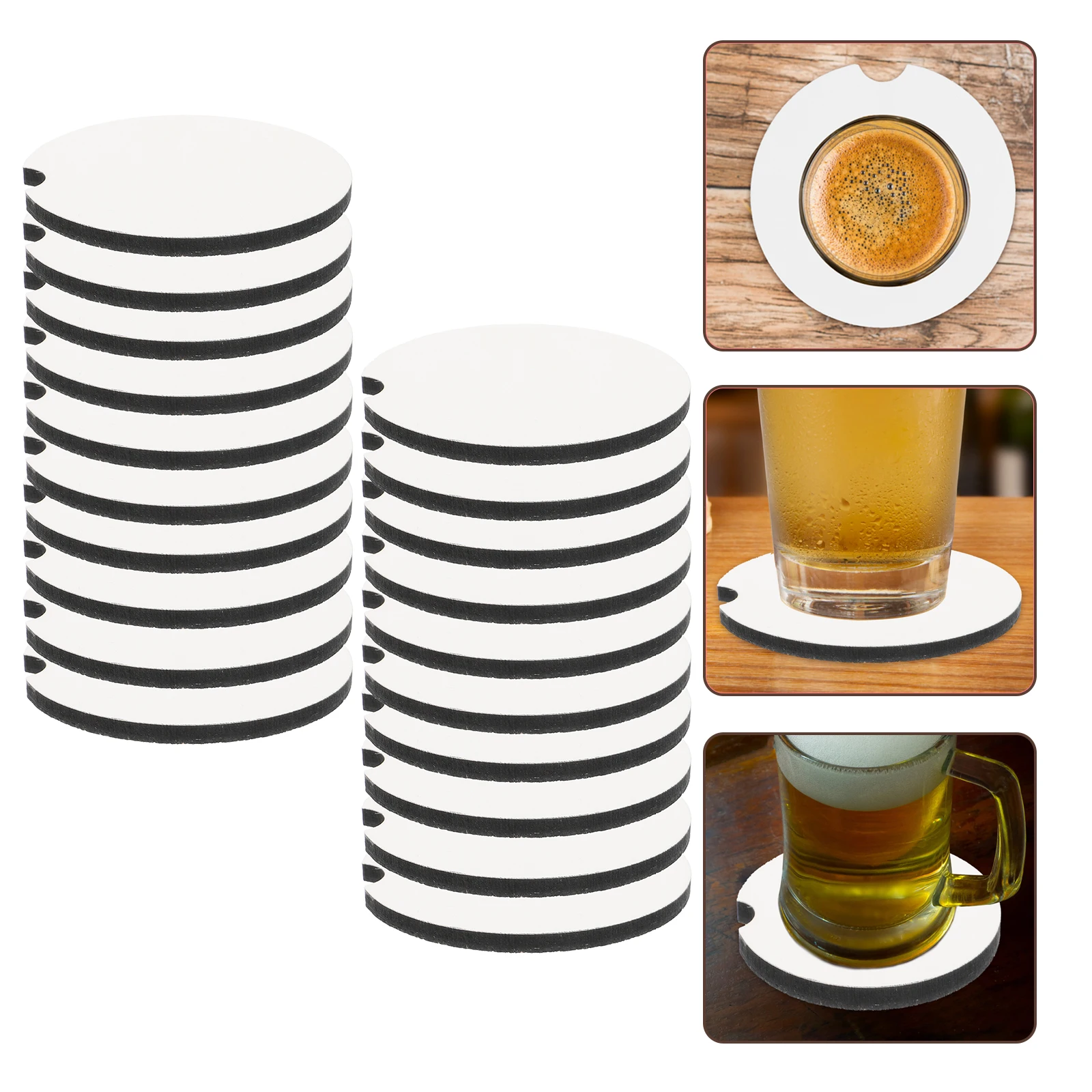 

20pcs Heat Transfer Printable Wooden Coasters Diy Pads Small Sublimation Blanks Anti-Slip Cup Mats For Car Home Use Durable