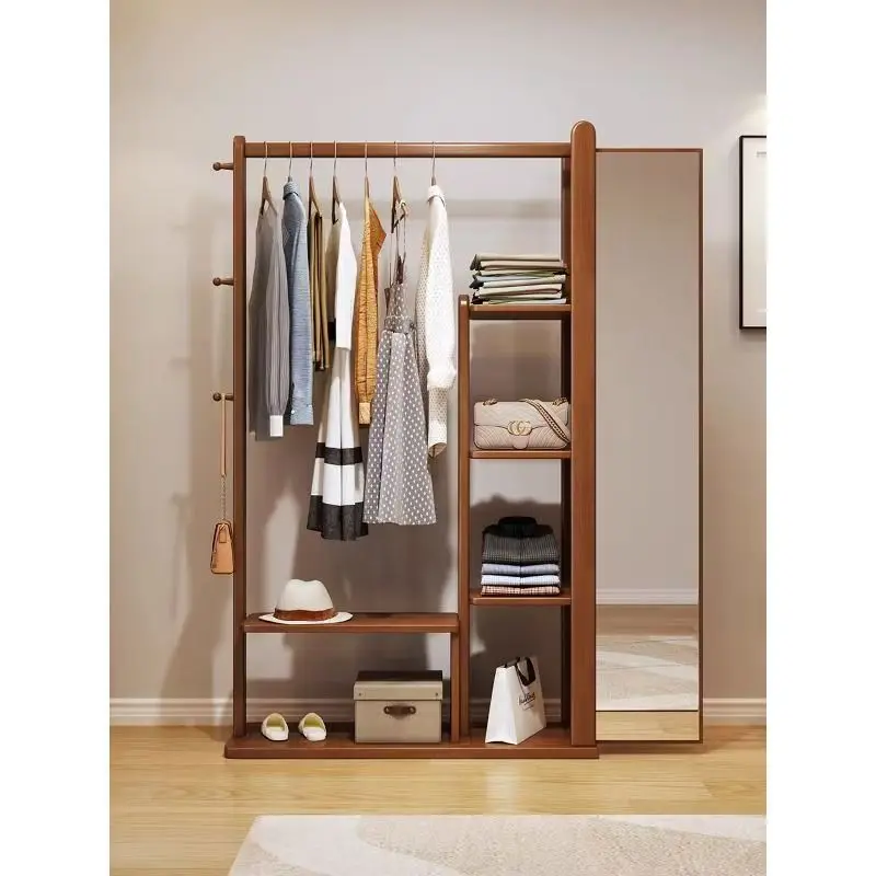 

Modern Solid Wood Minimalist Floor-standing Coat Rack Space-Saving Multi-Layer Home Furniture for Entryway Bedroom Clothes