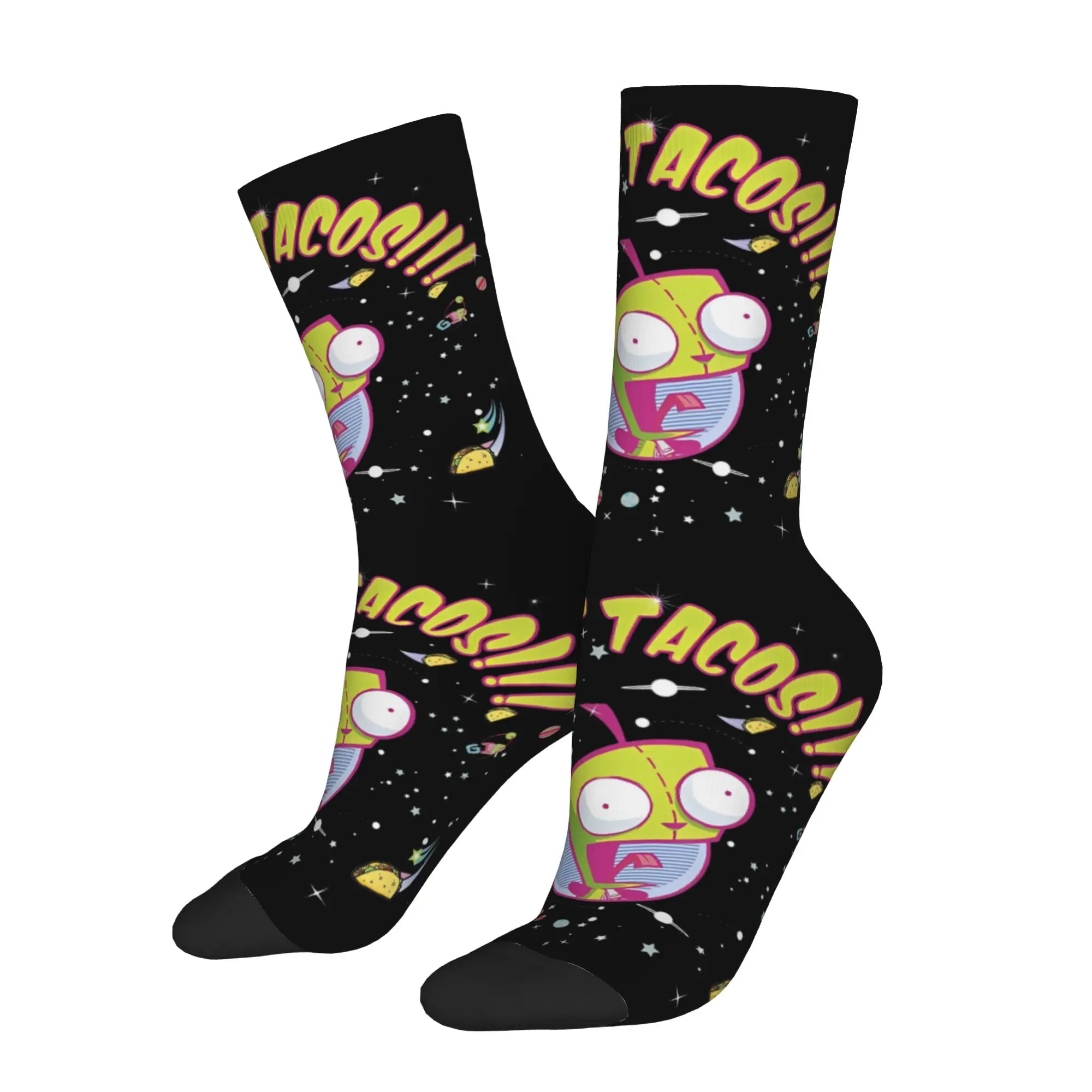 Autumn Winter Colorful Men's Women's Invaders Zim Gir Socks  Non-slip Soccer Socks