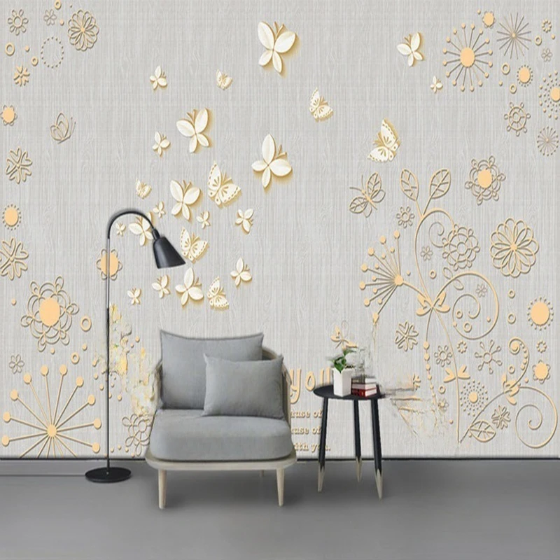 Custom Wall Murals Elegant Modern Minimalist Wallpaper - 3D Hand-painted Butterfly Wall Decor Background for Living Room Bedroom