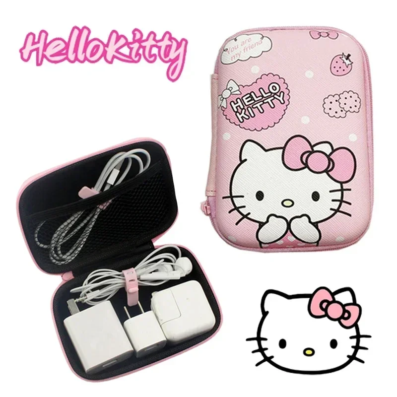 Sanrio Cartoon torba do przechowywania Hello Kitty przenośne słuchawki podróżne twarda obudowa kabel do transmisji danych torebka na słuchawki