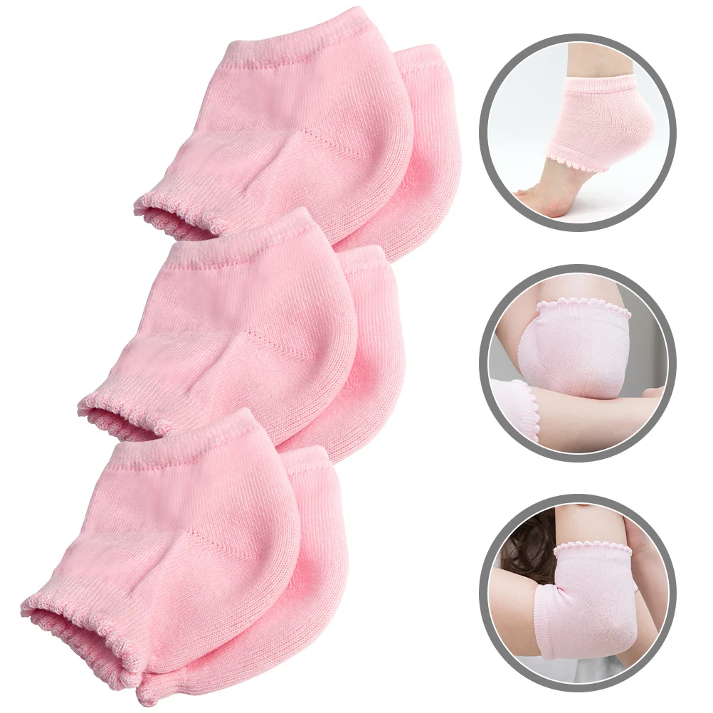 أغطية ترطيب الكوع 3 أزواج للبشرة الجافة والمتشققة جل كم حماية كعب قناع القدم إصلاح تليين #3