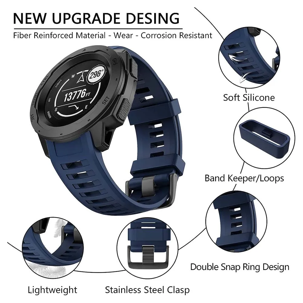 Band For Garmin Instinct with a Soft Silicone Watch Strap - Compatible with Instinct 2/ Solar/ Tactical/Instinct 1