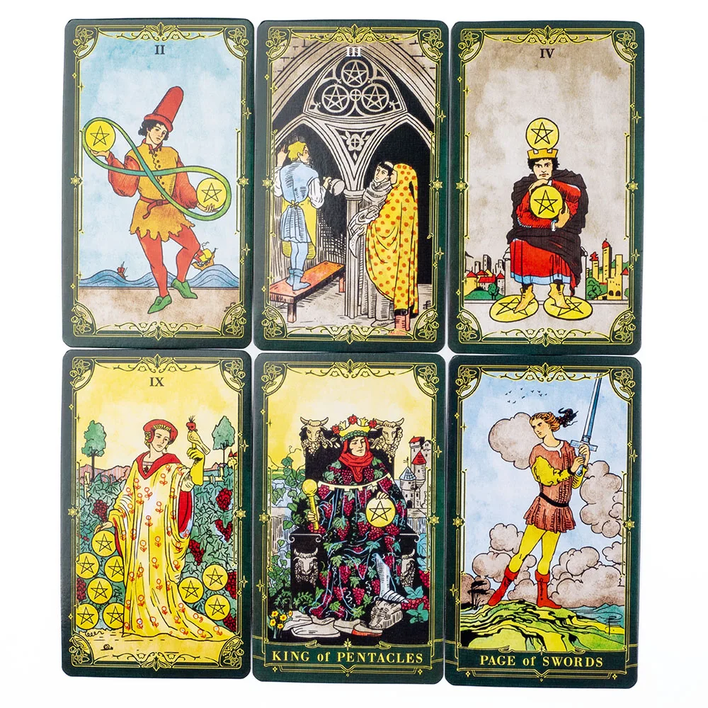 A.E.Classic Tarot Cards with Guidebook Color Edged Fortune Telling Deck for Fate Divination and Party Board Games 10.3x6.1cm