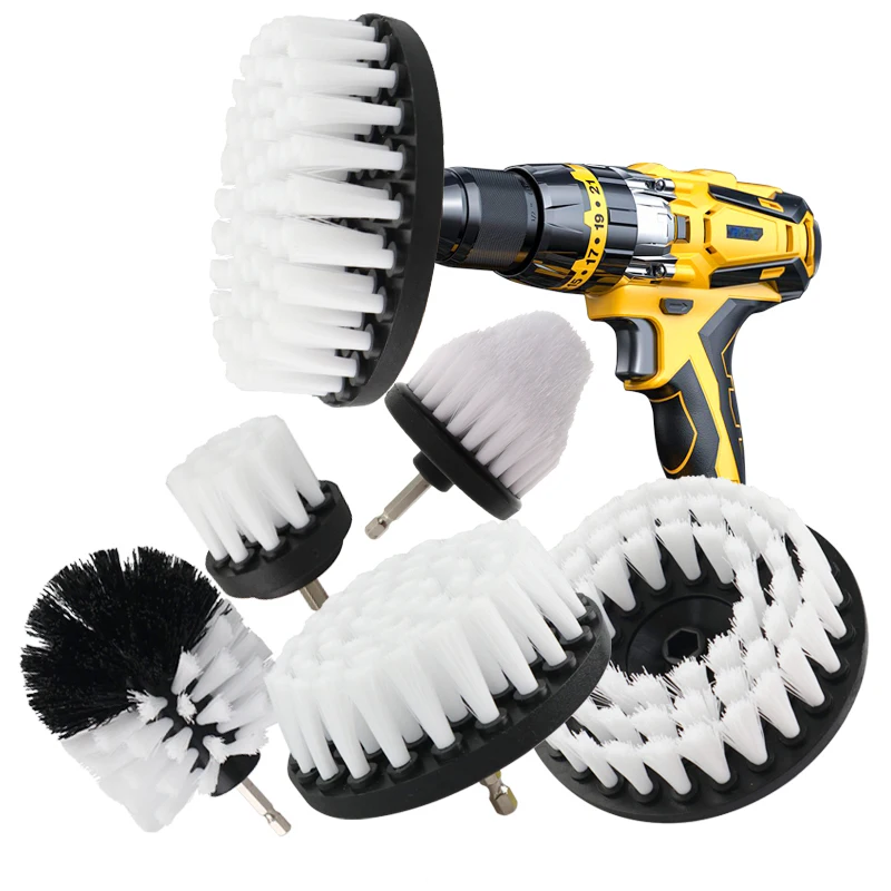 2/3.5/4/5'' Brush Attachment Set Power Scrubber Brush Car Polisher Bathroom Cleaning Kit with Extender Kitchen Cleaning Tools