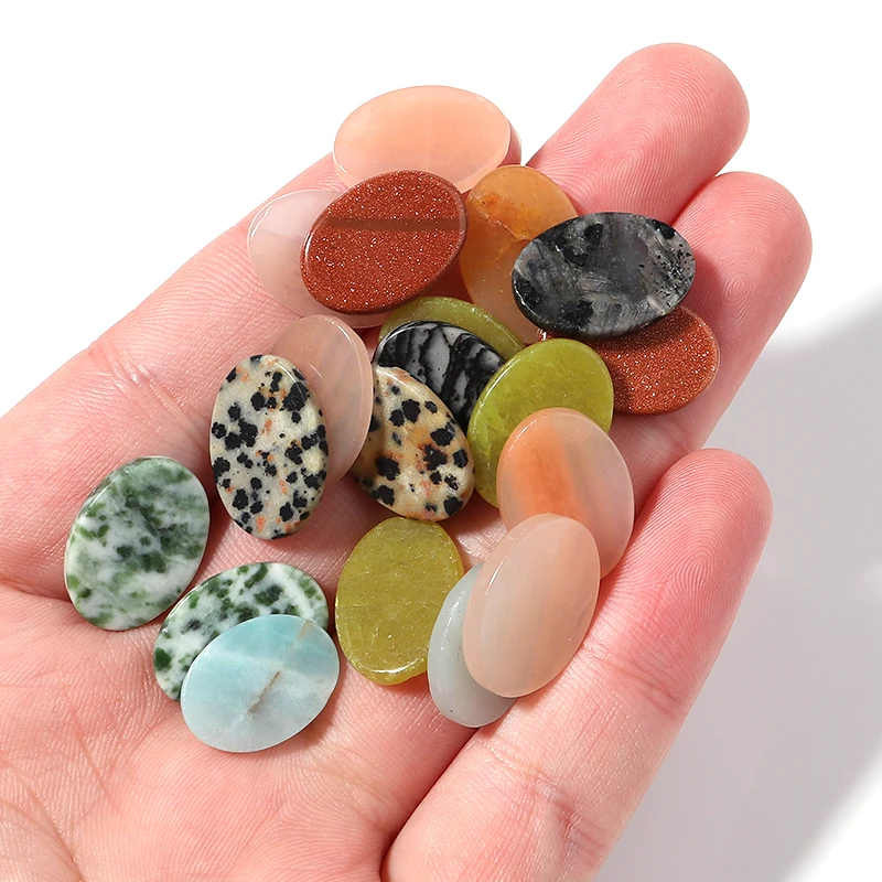 5pcs/lot Flat Oval Stone Cabochon Beads Natural Stone Loose Beads Spiritual Healing DIY Jewelry Making Necklace Ring Accessories