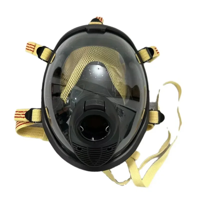 CE-Certified Professional Breathing Protection Flexible Silicone Full-Face SCBA Mask Anti-Fog Lens Adjustable Kevlar Head Net
